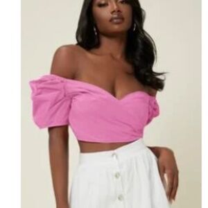 Shein Pink  Smocked Crop Top - XS - Brand New